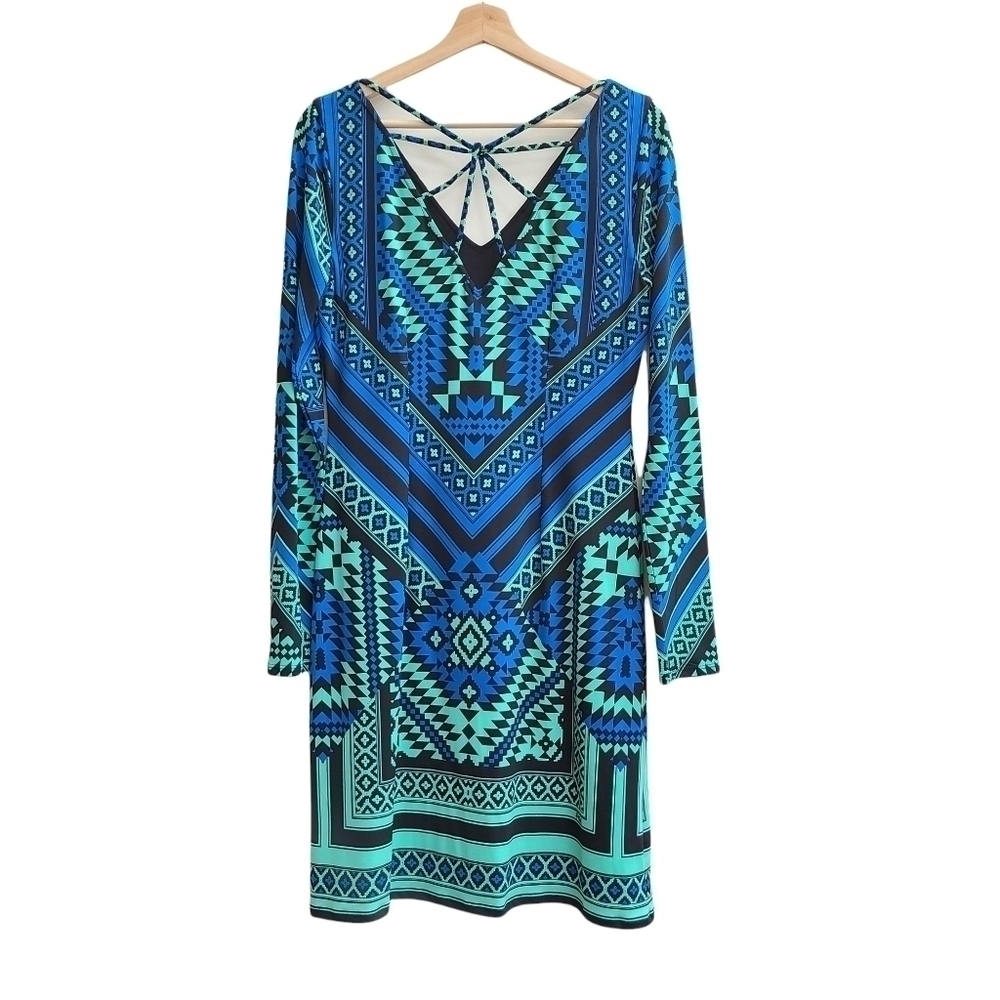 Hale Bob Tunic Style Geometric Print Dress, Size Medium - Picture 2 of 9